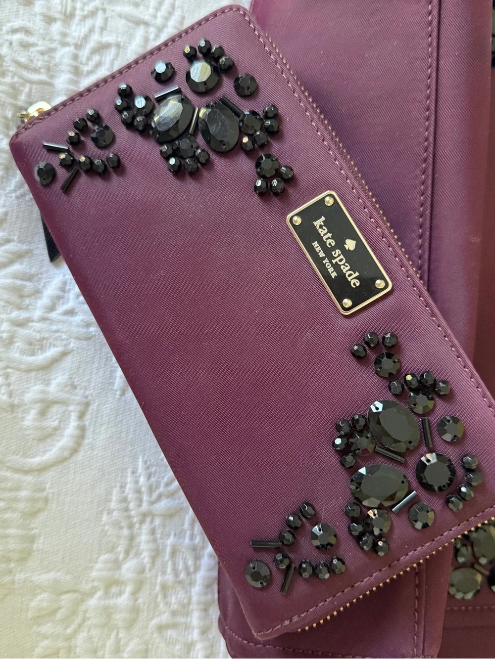 KATE SPADE New York Alyse Plum Wilson Road Embellished Bag with Wallet
